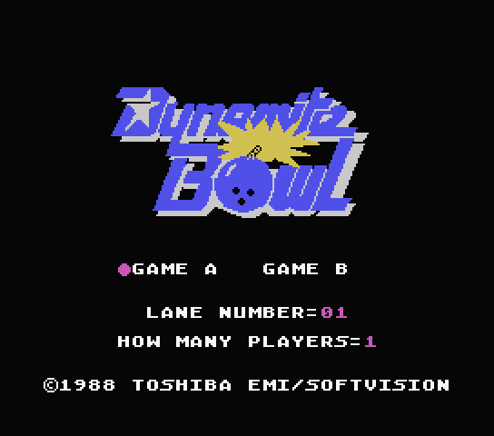 Dynamite Bowl title screen for MSX